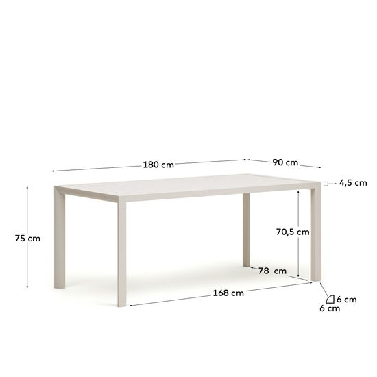 Culip Алюминиевый уличный стол с порошковым покрытием белого цвета 180 x 90 см