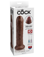 Коричневый необрезанный фаллоимитатор на присоске 7 Uncut Cock - 19,1 см. (Цвет: коричневый)