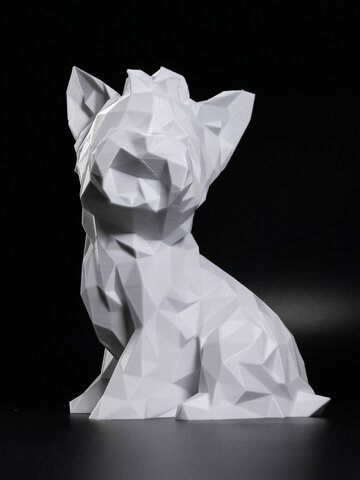 Статуэтка собаки породы Йорк (York dog) полигональная 160мм, 3D печать белая