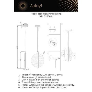 Подвесной светодиодный светильник 11W 4000K APL.328.16.11 никель Lorentayn Aployt