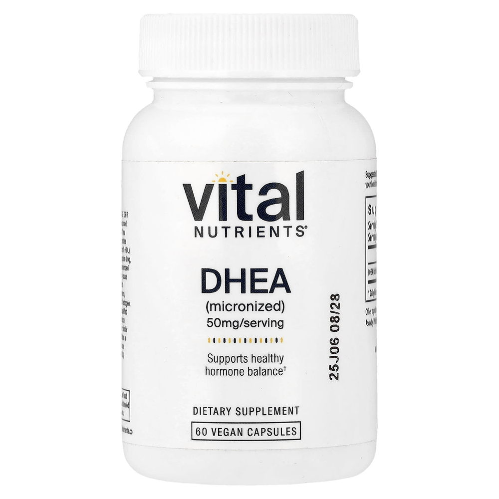 Vital Nutrients, ДГЭА (микронизированный), 50 мг, 60 веганских капсул