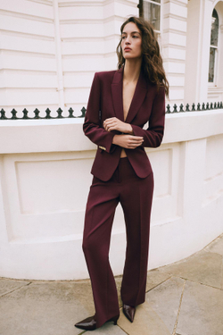 ZARA БЛЕЙЗЕР С ЗОЛОТИСТЫМИ ПУГОВИЦАМИ, БУРГУНДИ