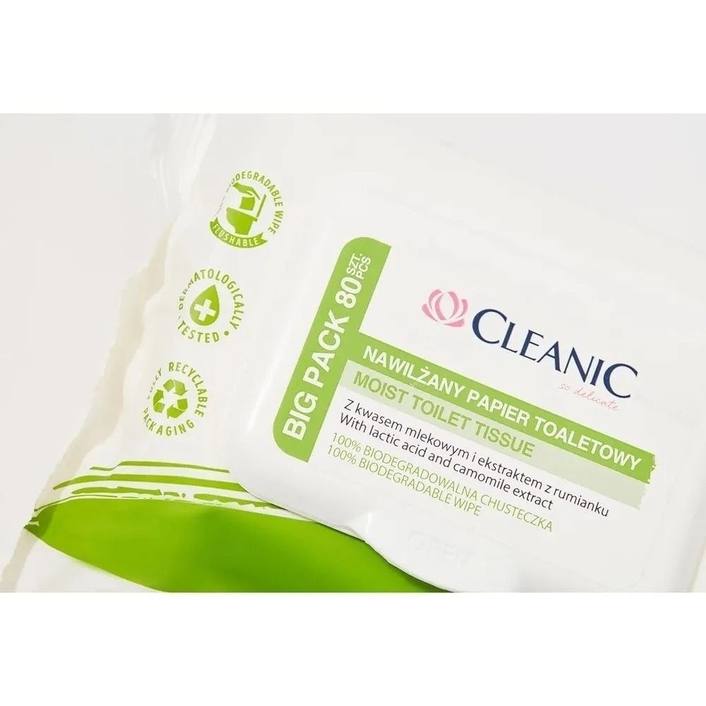 CLEANIC Влажная туалетная бумага с ромашкой 80 шт