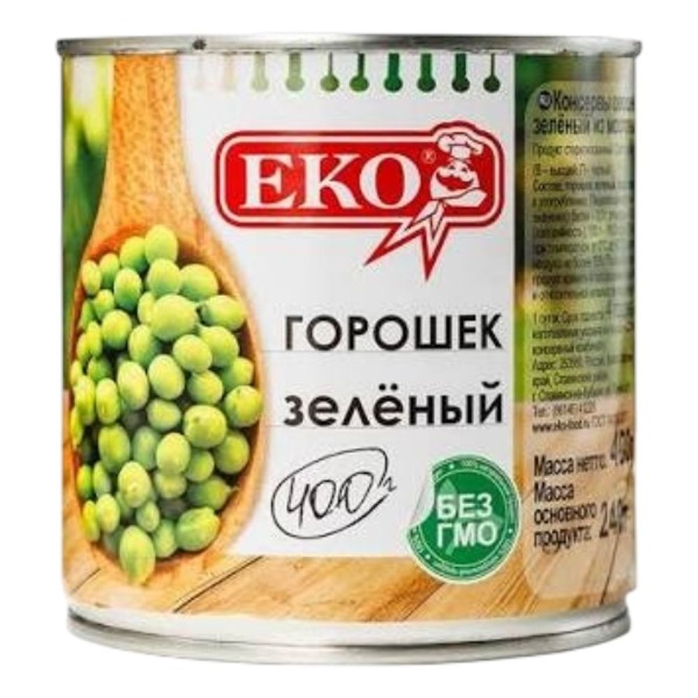 Горошек зеленый в/с 400г*12шт Евробанка ключ 5М
