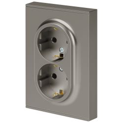 Розетка ЭРА Arktik 16-2104-07 двойная с заземлением 2X2P+E Schuko 16А-250В титан | Эра Arktik