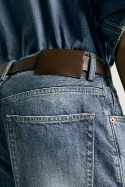 ZARA ДЖИНСЫ RELAXED FIT СО СТРЕЛКАМИ, СИНИЙ