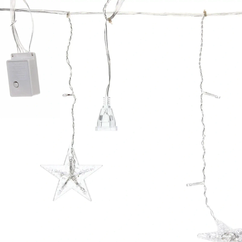 Гирлянда для дома БАХРОМА 2,5м*1/0,1м 136 ламп LED, с насадками Звезда, Теплый белый (возможность соединения)