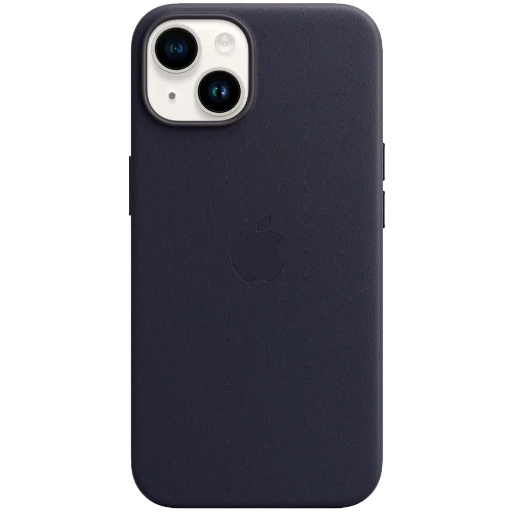 Кожаный чехол с поддержкой MagSafe Apple Leather Case для iPhone 14, Ink (Чернильный)