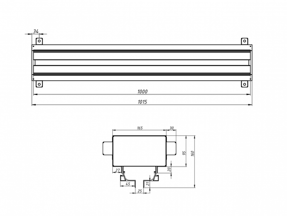 Flexag SH-1-1000-25-W щелевой диффузор с КСД под гипсокартон, белый