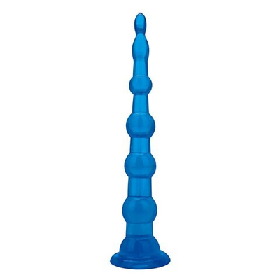 Голубая анальная елочка на присоскеAnal Beads With Suction Base - 21,6 см. (Цвет: голубой)
