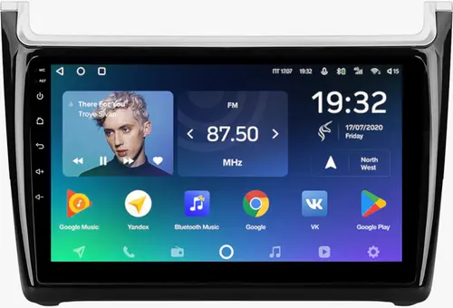 Магнитола для Volkswagen Polo 2009-2020 (рамка черная глянцевая) - Teyes CC2 PLUS монитор 9" QLED, Android 10, Быстрая, SIM-слот