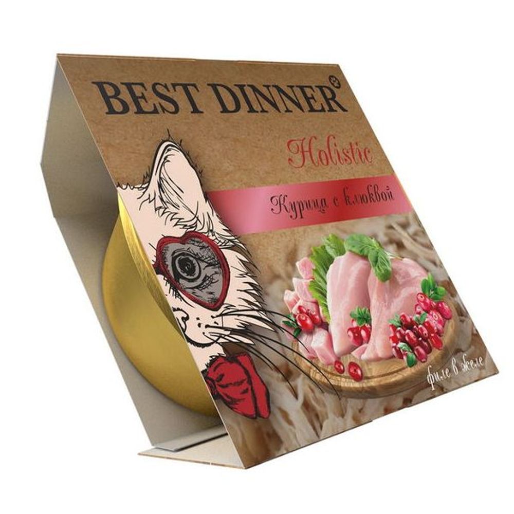 Best Dinner Holistic Влажный корм для стерилизованных кошек. Курица с клюквой в желе, Ламистер 75 г Best Dinner Holistic Влажный корм для стерилизованных кошек. Курица с клюквой в желе, Ламистер 75 г