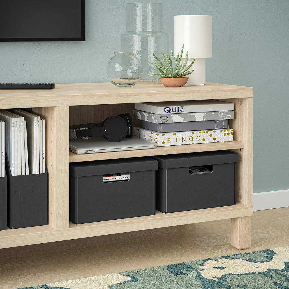 IKEA FJÄDERHARV  (ИКЕА ФЙЭДЕРХАРВ)  -  Коробка с крышкой - антрацит 25x35x16 см
