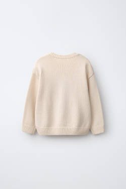 ZARA СВИТЕР С ВЫШИВКОЙ «СОБАКА», ЭКРЮ
