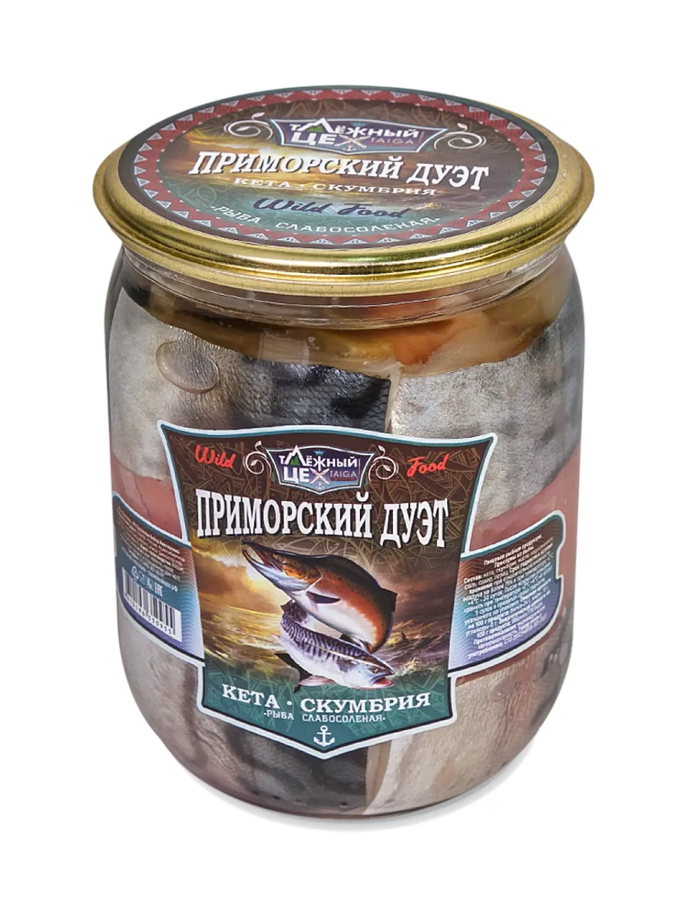 Ассорти рыбы "ПРИМОРСКИЙ ДУЭТ" ТАЁЖНЫЙ ЦЕХ кета, скумбрия 0,5 кг