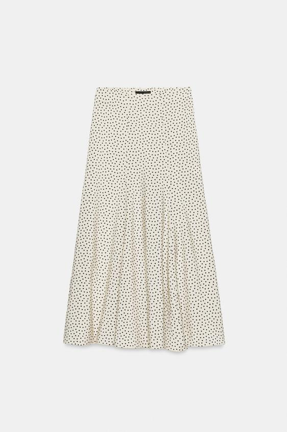 ZARA РАСКЛЕШЕННАЯ ЮБКА МИДИ В ГОРОШЕК, ЭКРЮ/ЧЕРНЫЙ