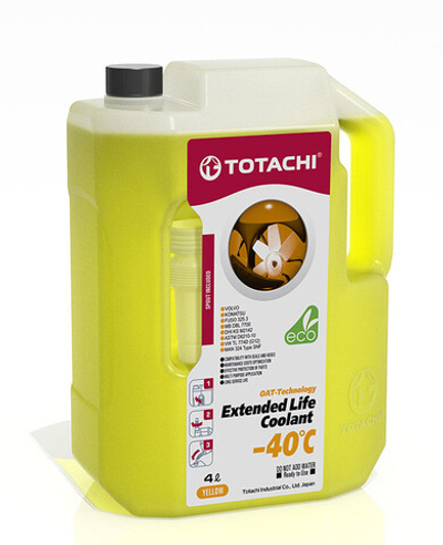 Антифриз TOTACHI желтый EXTENDED LIFE COOLANT -40C, 4л