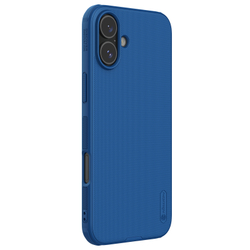 Усиленный чехол синего цвета от Nillkin для iPhone 16, серия Super Frosted Shield Pro