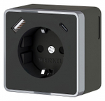 Розетка с заземлением и со шторками и USB Werkel Gallant (черный хром) W5071735