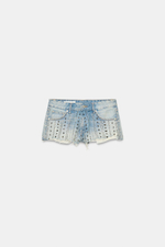 ДЖИНСОВЫЕ ШОРТЫ TRF СО СРЕДНЕЙ ПОСАДКОЙ, ЗАКЛЕПКАМИ И РАЗРЕЗАМИ — ZARA