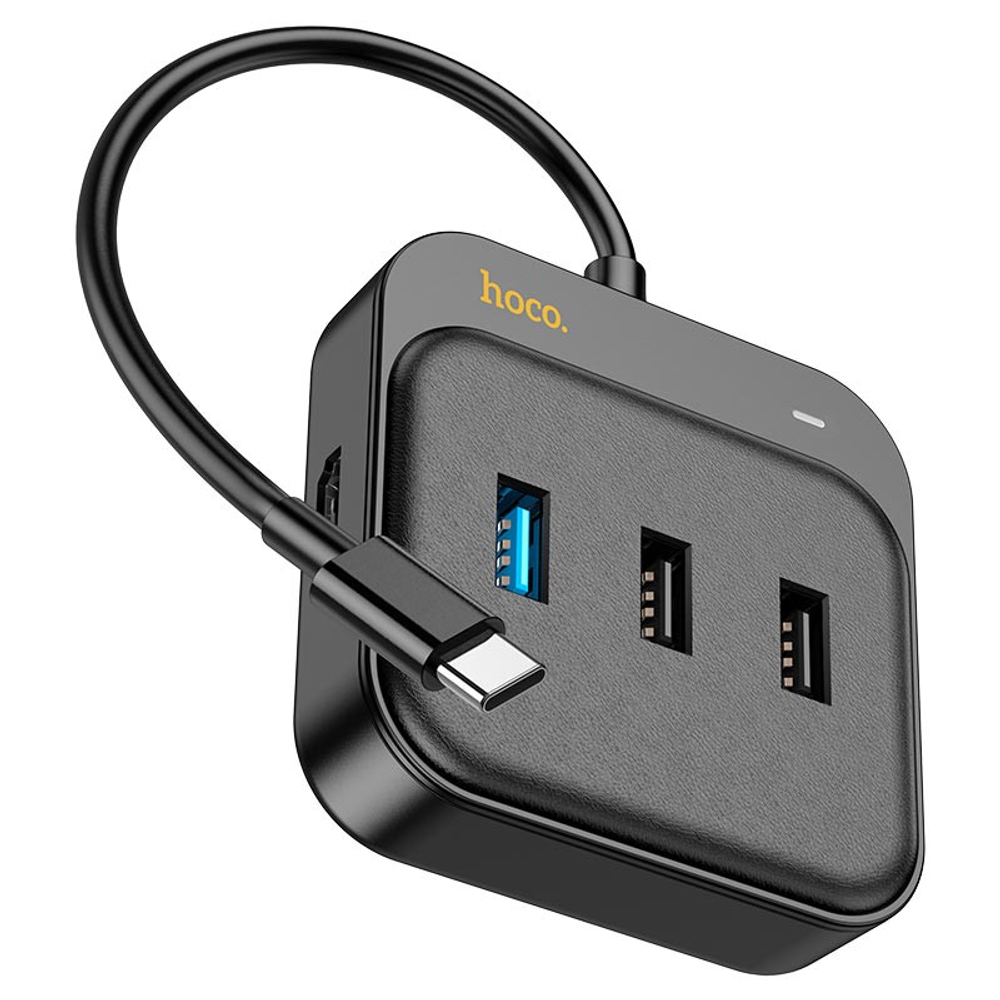Кабель-переходник Hoco HB36 Type-C на HDMI/USB3.0/USB2.0/USB-C 0.2м черный