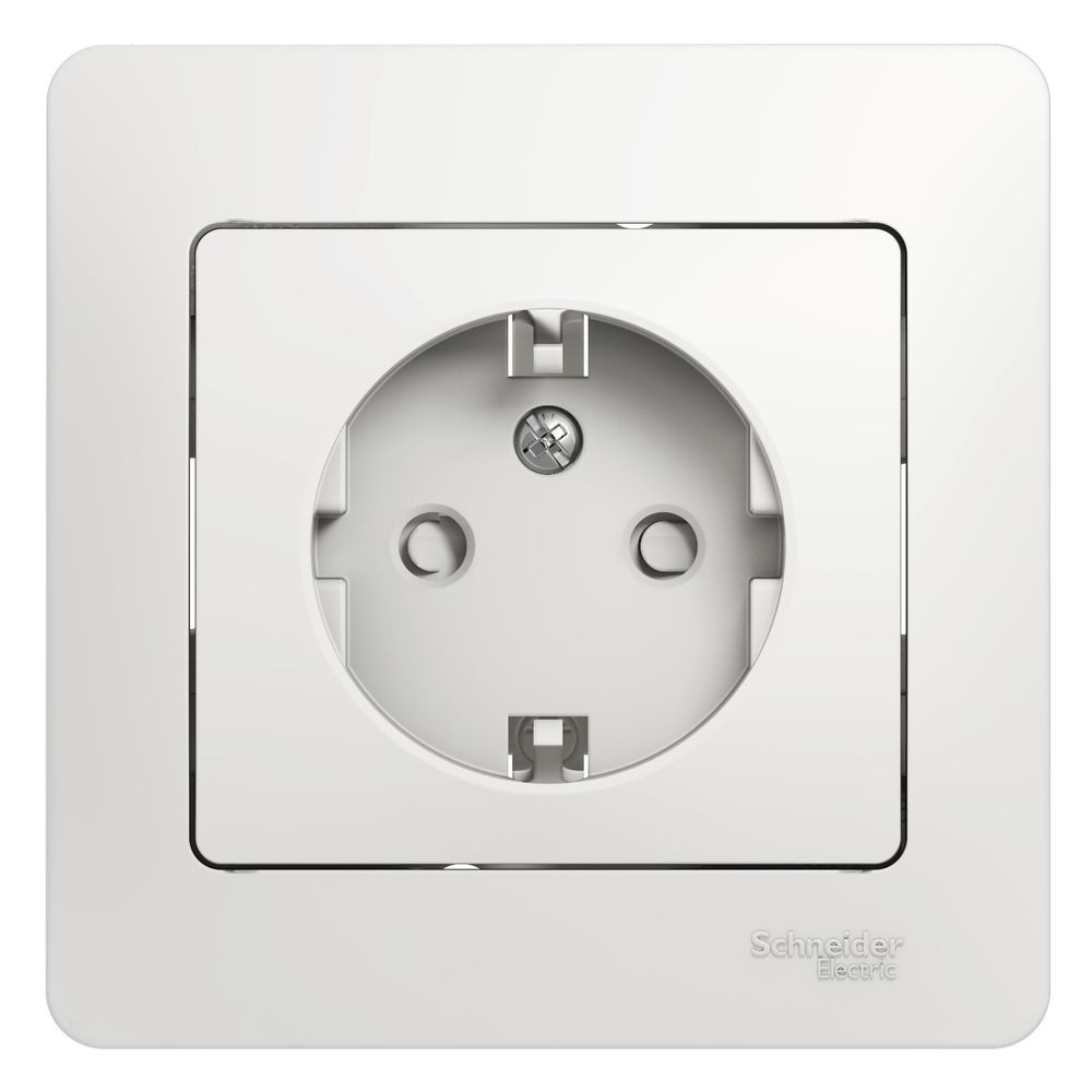 Schneider Electric Glossa Белый Розетка с заземляющими контактами со шторками, в сборе с рамкой IP20 скрытая установка GSL000144