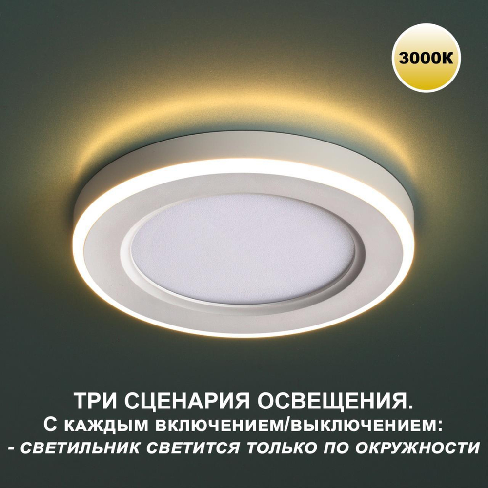 Встраиваемый светодиодный светильник Novotech SPAN 359020, IP20 LED 3000К 12W+4W 100-265V 1120Лм