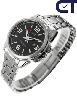 Casio LTP-1314D-1A — женские часы с чёрным циферблатом, датой и неоновым покрытием