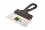 85455 Шпатель из нержавеющей стали, 150 мм, зуб 4х4 мм, пластмассовая ручка// Сибртех