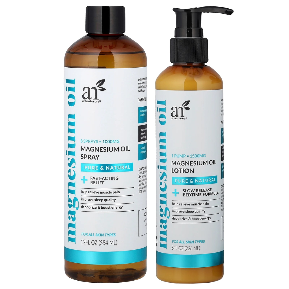 artnaturals, Магниевое масло, спрей и лосьон, набор из 2 предметов