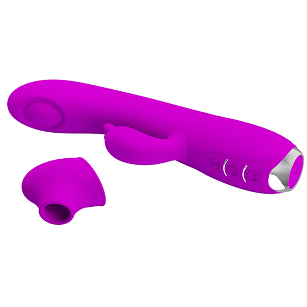 Фиолетовый вибратор-кролик 19,8см с пульсирующей головкой Pretty Love Regina Pulse Wave BI-014727