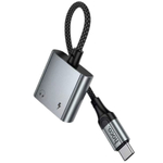 Кабель-переходник Hoco UPA34A 2в1 Type-C (папа) на 2Type-C (мама) 15см черный