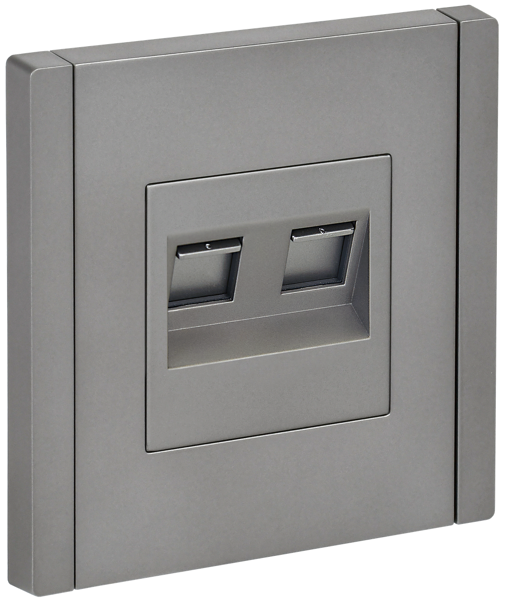 FORTE&PIANO Розетка двойная RJ11+RJ45 кат.5E FP535 сталь IEK