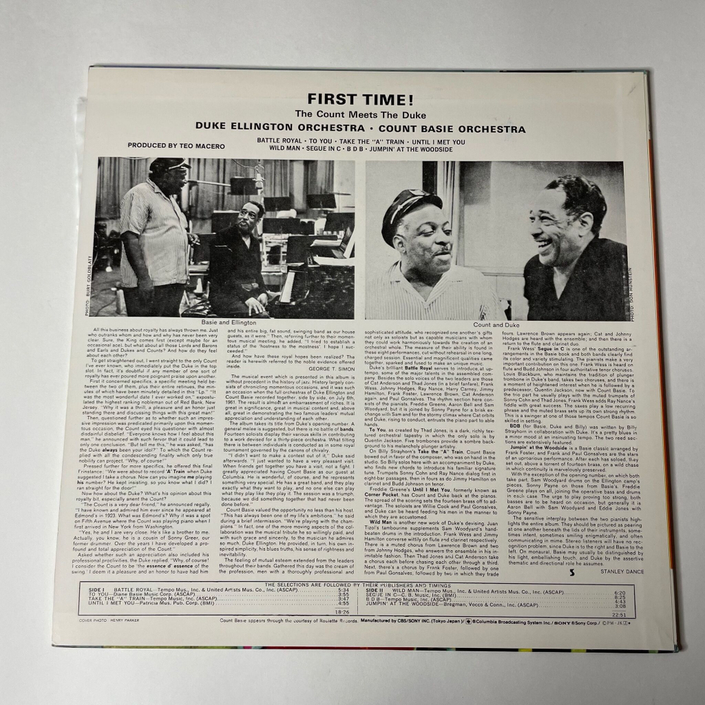 Винтажная виниловая пластинка LP Duke Ellington First Time. The Duke Ellington Meets The Count Basie (Japan 1974) (No Obi)