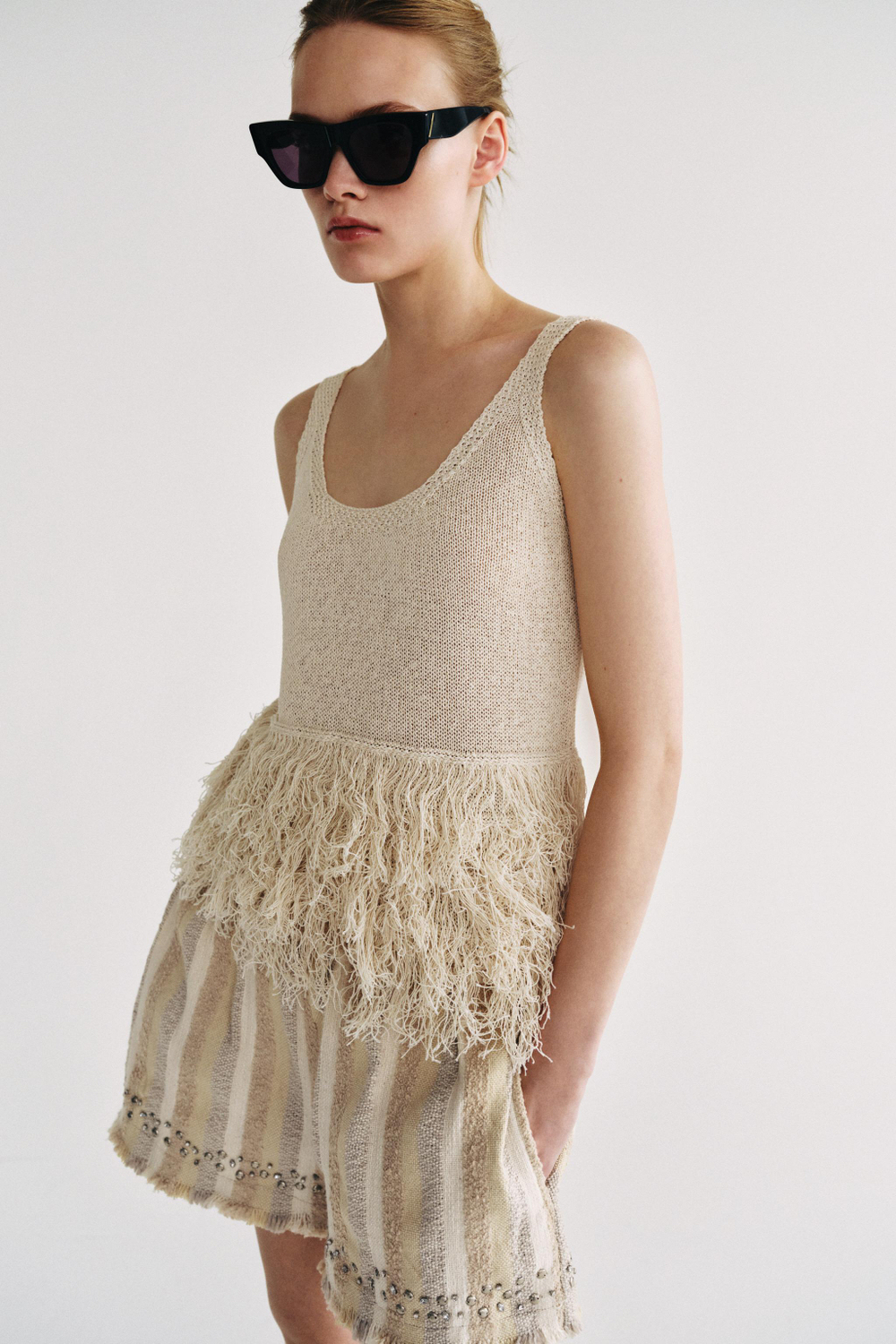 ШОРТЫ ИЗ ФАКТУРНОЙ ТКАНИ В ПОЛОСКУ — ZW COLLECTION — ZARA