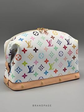 Косметичка белая с разноцветным принтом от Louis Vuitton LV x TM косметичка GM BP5-930832