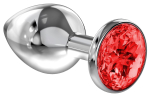 Большая серебристая анальная пробка Diamond Red Sparkle Large с красным кристаллом - 8 см.