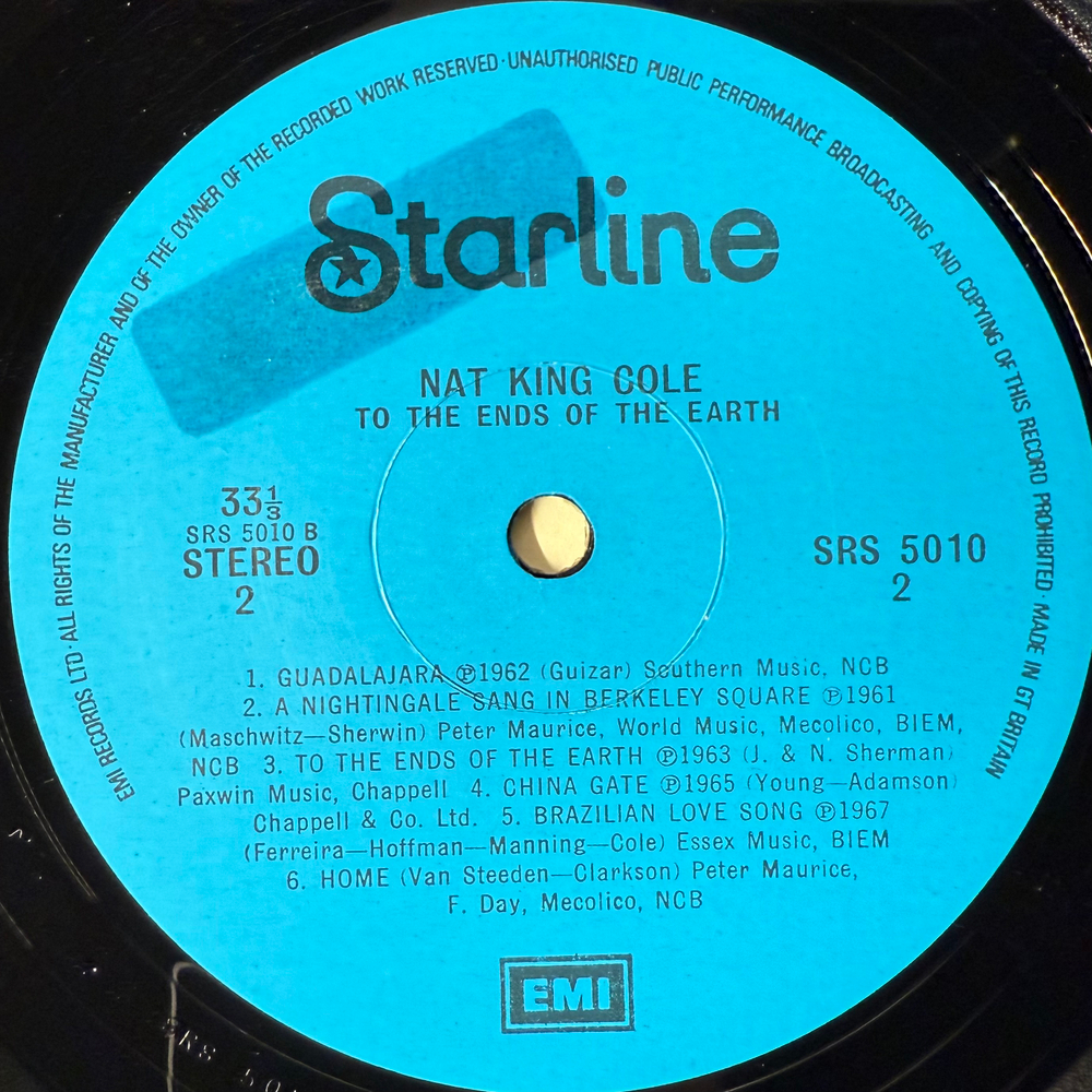 Nat King Cole ‎– To The Ends Of The Earth (Англия)