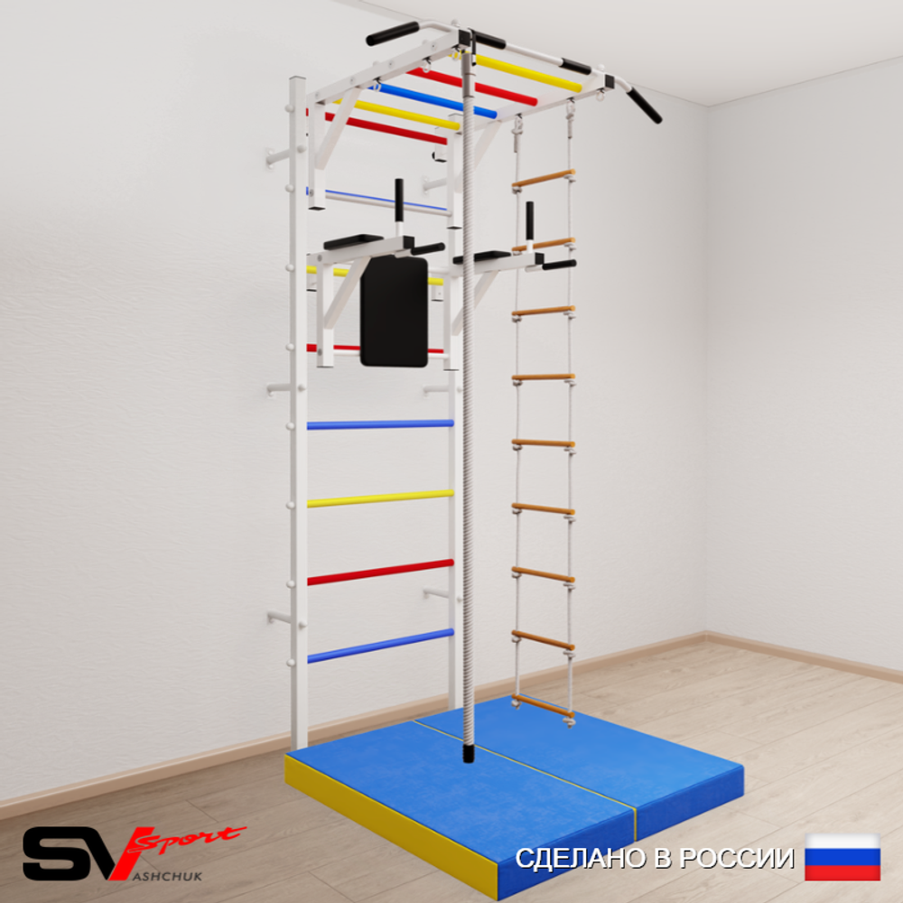 Шведская стенка Sv Sport 5454 (Турник рукоход/Брусья/Канат/Лестница/Мат 1м)