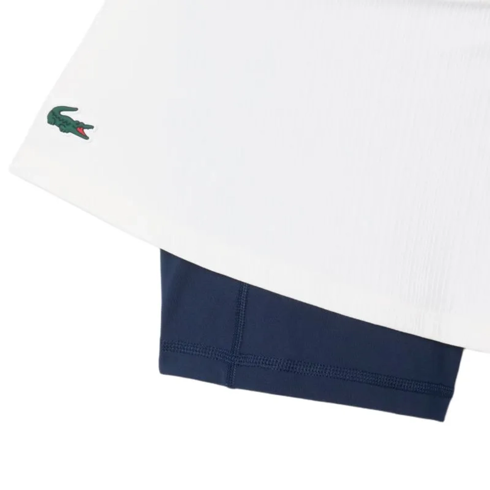 Теннисная юбка Lacoste Ultra Dry Tennis Heritage Ribbed - white/navy blue