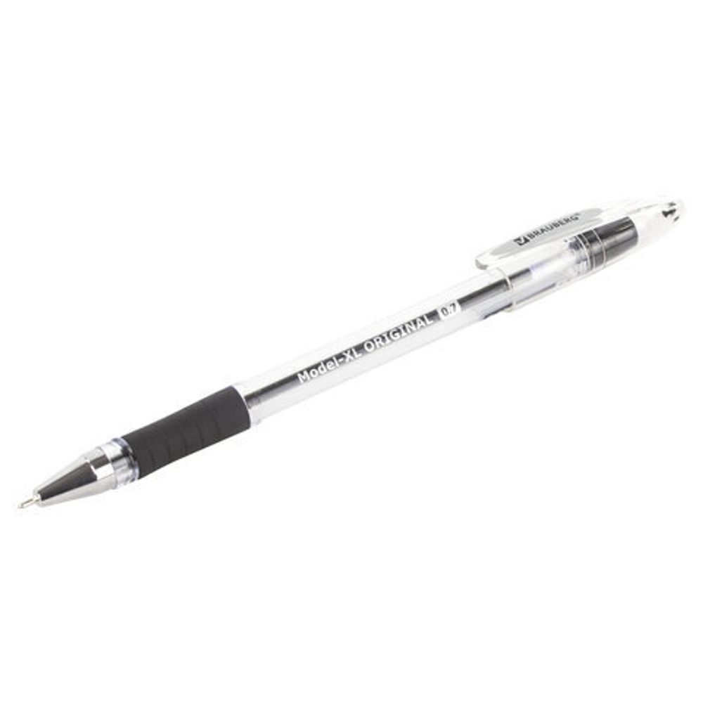 Ручка шариковая масляная с грипом BRAUBERG "Model-XL" ORIGINAL, 1шт, ЧЕРНАЯ, узел 0,7 мм, линия письма 0,35 мм, 143243