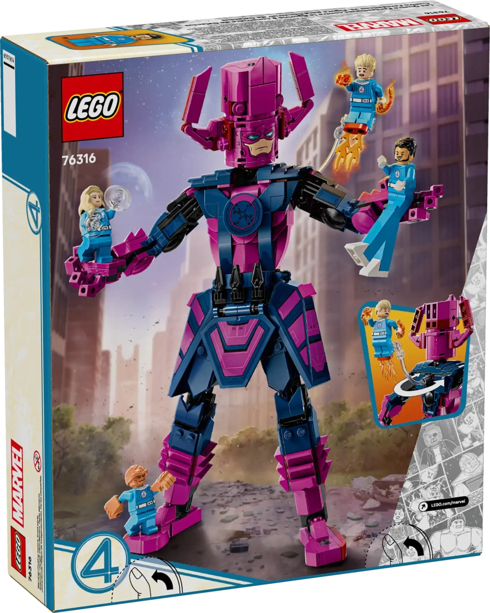 Конструктор LEGO Marvel 76316 Фантастическая четверка против Фигурка Галактуса-конструктора