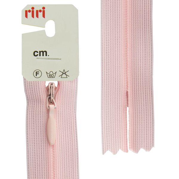 Молния потайная (скрытая) RIRI Т3 (3 мм) 1 зам., н/раз., 22 см, цв.2417, розовый св., 10 шт