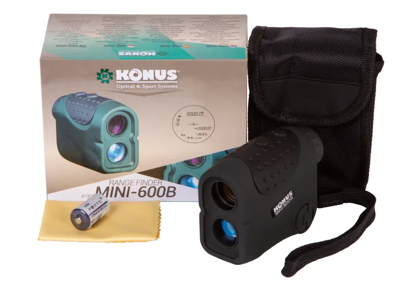 Дальномер Konus Mini-600B с упаковкой, аксессуарами и черным чехлом