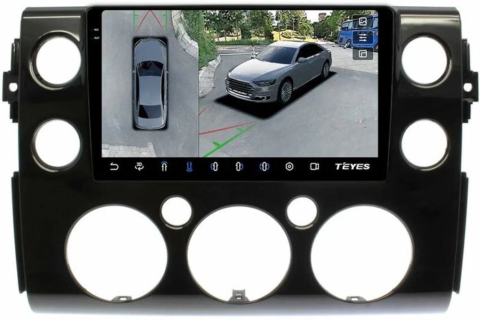 Магнитола для Toyota FJ Cruiser 2005-2022 (рамка черная) - Teyes CC3-2K-360 монитор 9.5" 2K QLED на Android 10, Быстрая, CarPlay, 4G SIM-слот, 4 камеры в комплекте