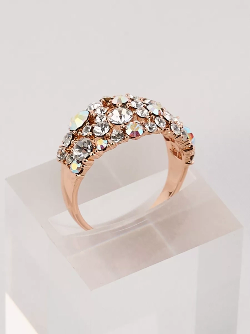 Кольцо Россыпь из белых камней-хамелеонов Swarovski