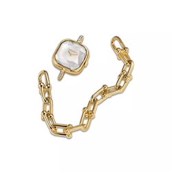 Часы - браслет из жёлтого золота 18k с бриллиантами, Tiffany ⚜️Hard Wear watch pearl