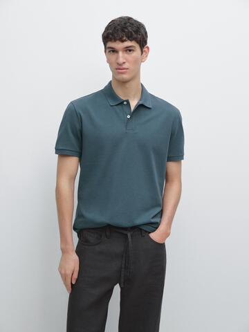Massimo Dutti Поло из рельефного хлопка, бирюзовый