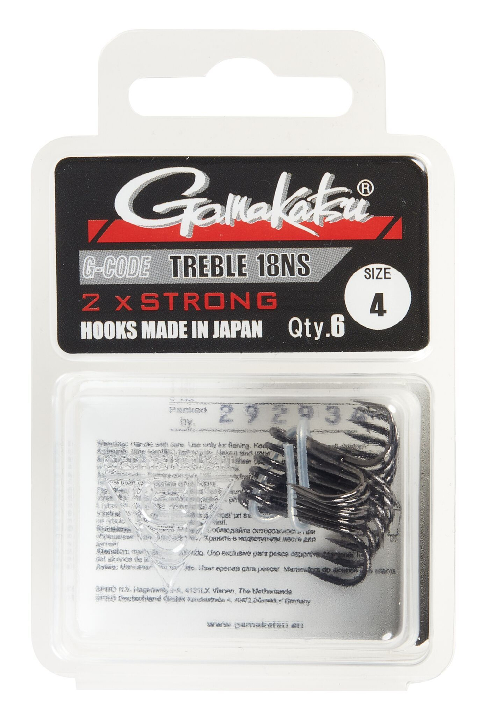 Крючки-тройники Gamakatsu TREBLE 18 BLACK разм. 04 6шт.
