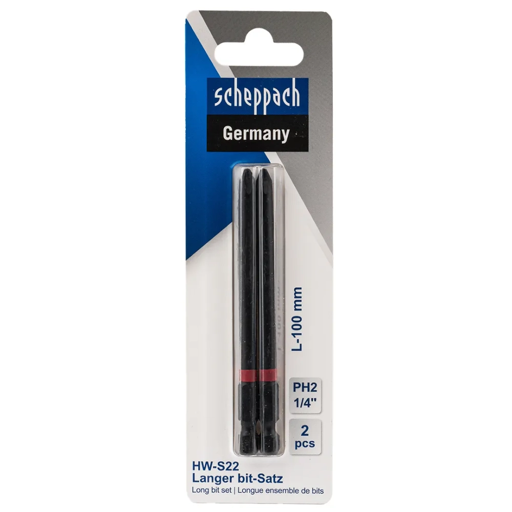Бита удлиненная PH2х100мм, 1/4''(2шт./комп.) Scheppach Sch-HW-S22